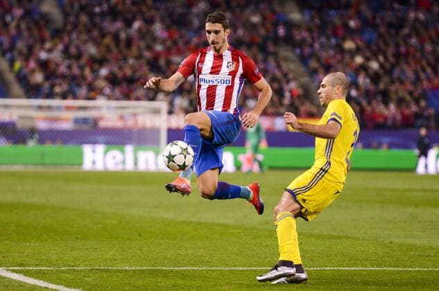 Atletico de Madrid s player XXX and CF Rostov s player XXX during a match of UEFA Champions League at Vicente Calderon Stadium in Madrid. November 01, Spain. 2016.  (20161101013)