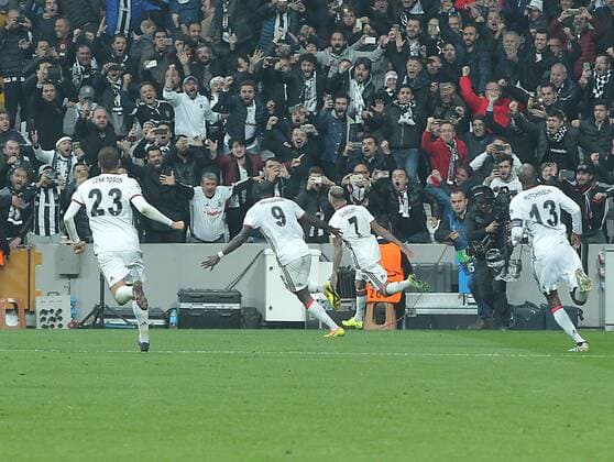 UEFA Champions League Group B match between Besiktas and Napoli at Vodafone Arena in Istanbul , Turkey ,November 01 , 2016. Final Score : Besiktas 1 - Napoli 1 Pictured Besiktas players celebrate for Ricardo Quaresma s penalty score. 