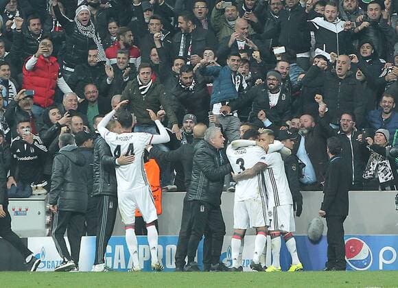 UEFA Champions League Group B match between Besiktas and Napoli at Vodafone Arena in Istanbul , Turkey ,November 01 , 2016. Final Score : Besiktas 1 - Napoli 1 Pictured Besiktas players celebrate for Ricardo Quaresma s penalty score. 