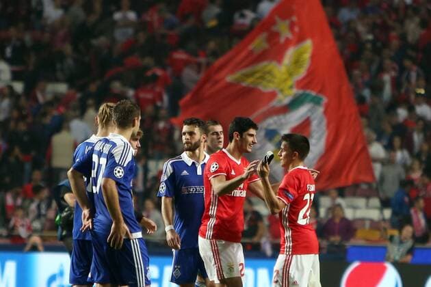 November 1, 2016 - Lisbon, Portugal - Benfica s forward Goncalo Guedes celebrates the victory with Benfica s forward Franco Cervi after the UEFA Champions League group B football match SL Benfica vs Dynamo Kyiv in Lisbon, Portugal on November 1, 2016. SL Benfica v FC Dynamo Kyiv - UEFA Champions League  - ZUMAn230 20161101_zaa_n230_181