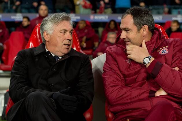 Eindhoven, Netherlands 01.11.2016, UEFA Champions League - 2016 17 Season, Group D - Matchday 4, PSV Eindhoven - FC Bayern Muenchen, 1:2, Trainer Carlo Ancelotti (FCB) und Co-Trainer Paul Clement (FCB) ( DeFodi001