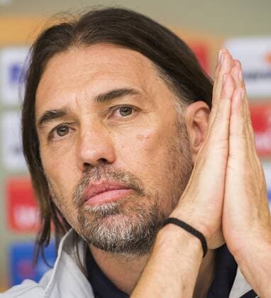 Mainz head coach Swiss Martin Schmidt pictured during a press conference PK Pressekonferenz of German soccer club 1. FSV Mainz 05, Wednesday 02 November 2016 in Brussels. Tomorrow Mainz is playing the fourth game of the group stage of the Europa League competition against Belgian team RSC Anderlecht, in the group C. LAURIExDIEFFEMBACQ  x04971189x