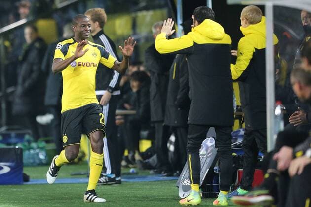 v.li.:Tor zum 1:0 Adrian Ramos (Borussia Dortmund) Adrian Ramos (Borussia Dortmund) Jubel, Torjubel, Torerfolg, goal, optimistisch, Action, Aktion , Fussball, UEFA Champions League, Borussia Dortmund - Sporting Lissabon, xtvx