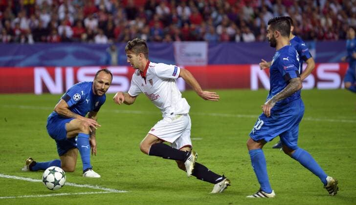 Fußball, CL, FC Sevilla - Dinamo Zagreb PARTIDO LIGUILLA CHAMPIONS LEAGUE JORNADA 4, SEVILLAFC- DINAMO ZAGREB, ESTADIO RAMON SANCHEZ PIZJUAN. VIETTO FC Sevilla vs Dynamo Kiew - Football Champions League  xJUANxGUERRAx xPARTIDOx