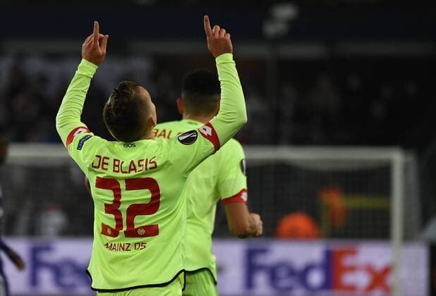 03.11.2016, xjhx, Fussball UEFA Europa League, RSC Anderlecht - FSV Mainz 05, emspor, v.l. Pablo de Blasis (FSV Mainz 05) celebrate the goal, Torjubel zum 1:1 Anderlecht