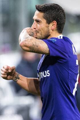 Anderlecht s Nicolae-Claudiu Stanciu celebrates after scoring during a soccer game between Belgian team RSC Anderlecht and German club 1. FSV Mainz 05, Thursday 03 November 2016 in Brussels, the fourth game of the group stage of the Europa League competition in the group C. LAURIExDIEFFEMBACQ  x04971640x