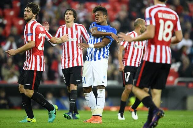 Genk s Leon Bailey pictured during a soccer game between Spanish Club Athletic Bilbao and Belgian team KRC Genk in Bilbao, Spain, Thursday 03 November 2016, the fourth game of the group stage of the Europa League competition in Group F. YORICKxJANSENS  x04971749x