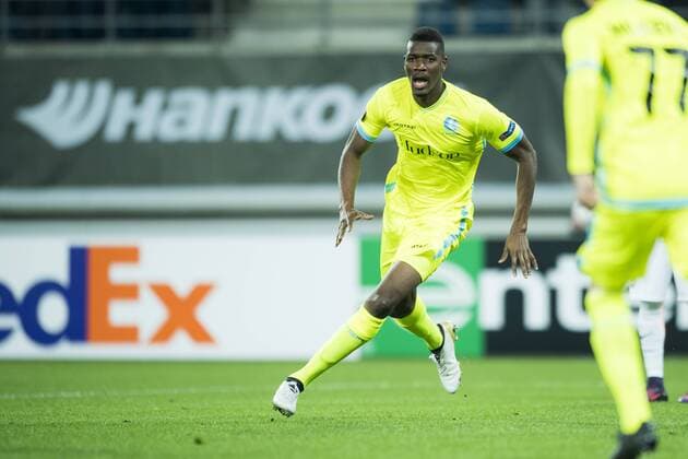 Gent s Kalifa Coulibaly celebrates after scoring during a soccer game between Belgian team KAA Gent and Ukrainian club FC Shakhtar Donetsk, in Gent Thursday 03 November 2016, the fourth match of the group stage of the Europa League competition in Group H. JASPERxJACOBS  x04971867x