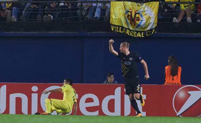 November 3, 2016 - Villarreal, Castellon, Spain - Vaclav Prochazka of Osmanlispor FK celebrates the goal of his team during the UEFA Europa League Group L football match between Villarreal CF and Osmanlispor FK at El Madrigal Stadium, on November 3, 2016. Villarreal CF v Osmanlispor - UEFA Europa League  - ZUMAn230 20161103_zaa_n230_018