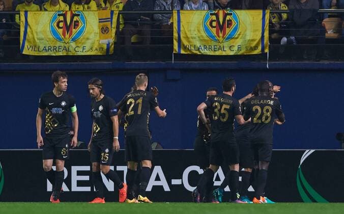November 3, 2016 - Villarreal, Castellon, Spain - Osmanlispor FK players celebrates their goal during the UEFA Europa League Group L football match between Villarreal CF and Osmanlispor FK at El Madrigal Stadium, on November 3, 2016. Villarreal CF v Osmanlispor - UEFA Europa League  - ZUMAn230 20161103_zaa_n230_024