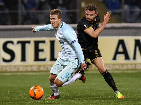 November 03, Russia, St. Petersburg. UEFA Europa League 2016 17- FC Zenit vs FC Dundalk. Player of FC Zenit Alexander Kokorin (9 in white). AlexanderxKulebyakin 