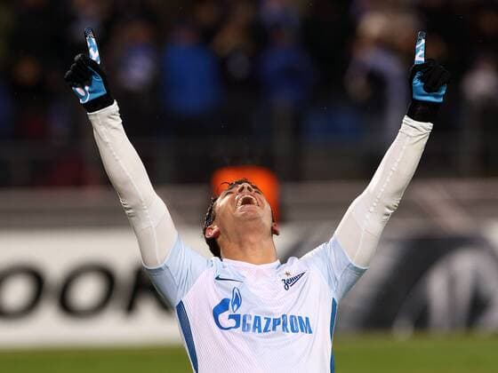 November 03, Russia, St. Petersburg. UEFA Europa League 2016 17- FC Zenit vs FC Dundalk. Player of FC Zenit Juliano (7 in white). AlexanderxKulebyakin 