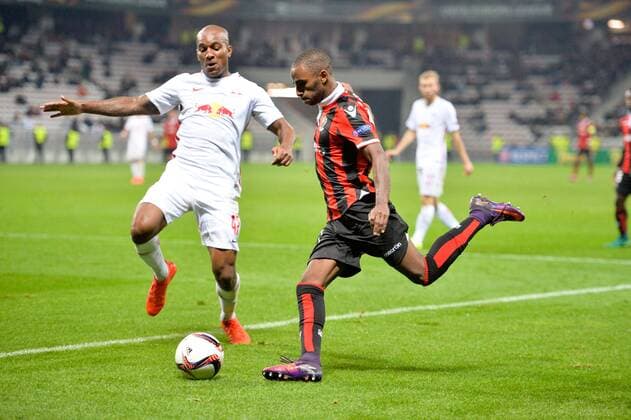 21 RICARDO PEREIRA (nice) - 47 Andre Wisdom (salz) FOOTBALL : OGC Nizza vs Red Bull Salzburg - Ligue Europa - 03 11 2016 AnthonyBIBARD FEP Panoramic 