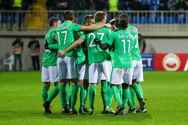 Azerbaijan: Europa League: FC Qabala - Saint Etienne Robert Beri? of Saint Etienne celebrates the second goal during the Europa League match between FC Qabala and Saint Etienne at 8km stadium in Baku.  AzizxKarimov PacificxPress