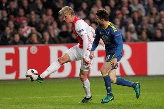 03.11.2016. Amsterdam ArenA, Amsterdam, Netherlands. Kasper Dolberg (Ajax Amsterdam) in action during the champions league match against Ajax Amsterdam v Celta Vigo Arena stadium Amsterdam,Netherlands xLaurentxLairysx  ActionPlus11807229