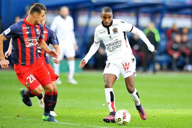 21 RICARDO PEREIRA (nice) - 28 DAMIEN DA SILVA (caen) - Fussball Frankreich, Ligue 1, SM Caen vs. OGC Nice - 06 11 2016 FEP Panoramic 
