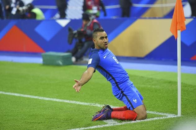 But de Payet, joie FOOTBALL : WM Quali - Frankreich - Schweden Nationalteam Länderspiel 11 11 2016 