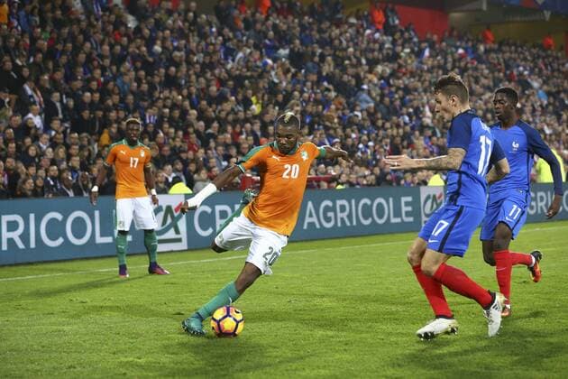 Geoffroy Serey Die (Elfenbeinküste) vs Lucas Digne (France) Ousmane Dembele (France) Fußball : Nationalteam - Frankreich vs Elfenbeinküste - Testspiel - - 15 11 2016 GwendolineLeGoffx 