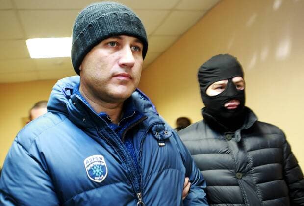 ST PETERSBURG, RUSSIA - NOVEMBER 18, 2016: St Petersburg s former Vice Governor Marat Oganesyan (L) charged with embezzling 50 million roubles ~$770,000 during the construction of the Krestovsky Stadium (Zenit-Arena) arrested after St Petersburg s Smolninsky District Court session. Sergei Konkov TASS  74739531st