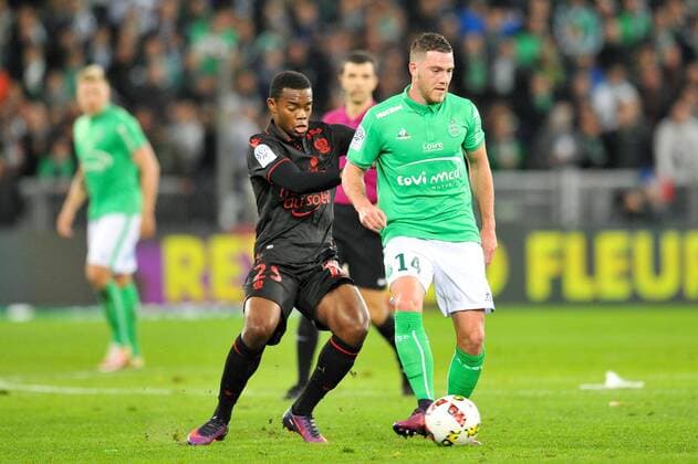 14 JORDAN VERETOUT (asse) - 25 WYLAN CYPRIEN (nice) FOOTBALL : Saint Etienne vs Nice - Ligue 1 - 20 11 2016 FEP 