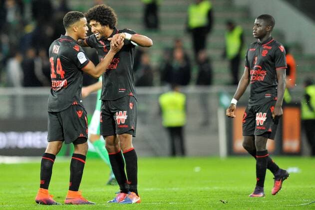 14 ALASSANE PLEA (nice) - 31 DANTE (nice) - 32 Malang SARR (nice) - Jubel FOOTBALL : Saint Etienne vs Nice - Ligue 1 - 20 11 2016 FEP 