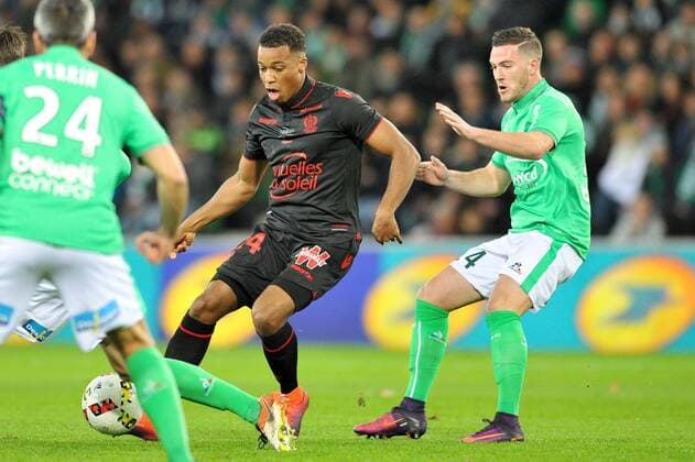 Fußball, AS Saint Etienne - OGC Nizza 14 ALASSANE PLEA (nice) - 14 JORDAN VERETOUT (asse) FOOTBALL : Saint Etienne vs Nice - Ligue 1 - 20 11 2016 FEP 