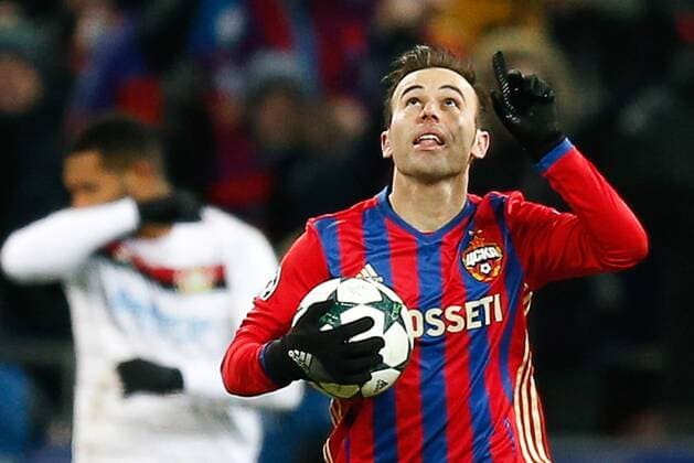 FuÃŸball, CL, ZSKA Moskau - Bayer Leverkusen MOSCOW, RUSSIA - NOVEMBER 22, 2016: CSKA Moscow s Bibars Natcho celebrates scoring a goal in the 2016 17 UEFA Champions League Group E Round 5 football match against Bayer 04 Leverkusen at CSKA Stadium. Mikhail Japaridze TASS  TS0387E0