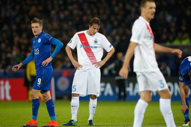 Fußball, CL, Leicester City - FC Brügge Club s Pina Tomas looks dejected during a game between British club Leicester City Football Club and Belgian first division soccer team Club Brugge KV, the fifth game of the Champions League group stage competition, in the group G, in Leicester, Great Britain, Tuesday 22 November 2016. BRUNOxFAHY  x04980714x