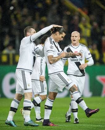 2016.11.22 , Football UEFA Champions League Season 2016 2017 Borussia Dortmund - Legia Warszawa Michal Kucharczyk, Aleksandar Prijovic goal celebration  20161122PF_RO0241