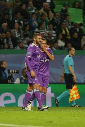 November 22, 2016 - Lisbon, Aveiro, Portugal - Real Madrids forward Karim Benzema from France celebrating after scoring a goal during the UEFA Champions League match between Sporting Clube de Portugal and Real Madrid at Estadio Jose Alvalade on November 22, 2016 in Lisbon, Portugal. Sporting CP v Real Madrid - UEFA Champions League 2016 17  - ZUMAn230 20161122_zaa_n230_451