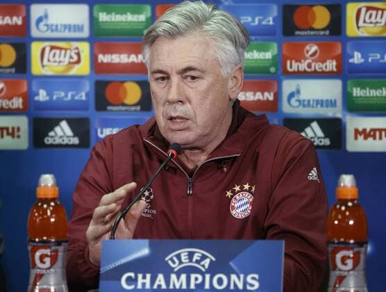ROSTOV-ON-DON, RUSSIA - NOVEMBER 22, 2016: Bayern Munich s manager Carlo Ancelotti gives a press conference PK Pressekonferenz ahead of a UEFA Champions League Group D football match between FC Rostov and Bayern Munich. Valery Matytsin TASS  TS0387B5