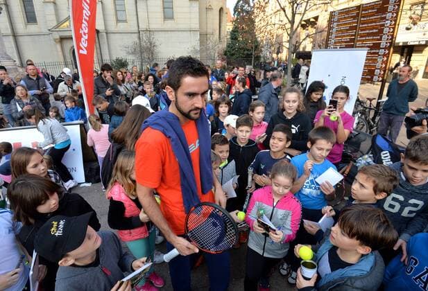 Kid s day of Croatian tennis national team Nationalteam 23.11.2016., Croatia, Zagreb - Kid s day of Croatian tennis national team on the eve of the final match of the Davis Cup against Argentina. Marin Cilic.  MarkoxLukunic PIXSELL