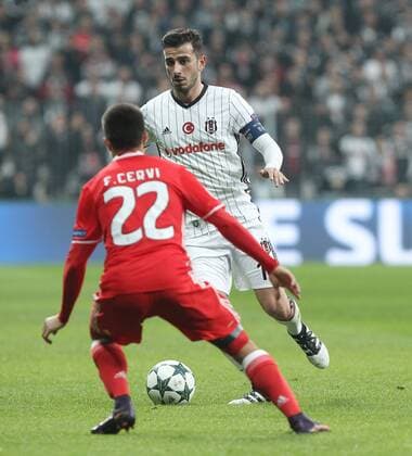 UEFA Champions League Group B match between Besiktas and Benfica at Vodafone Arena in Istanbul , Turkey ,November 23 , 2016. Pictured Oguzhan Ozyakup of Besiktas and Franco Cervi 22 of Benfica. 