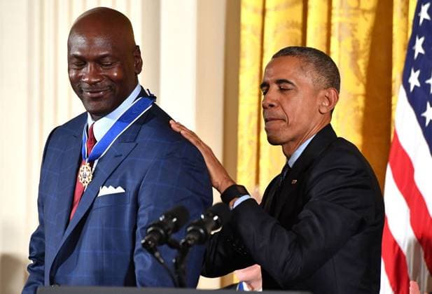 President Barack Obama awards the Presidential Medal of Freedom to basketball legend Michael Jordan, during a ceremony at the White House in Washington, D.C. on November 22, 2016. Obama awarded 21 medals to distinguished innovators, entertainers athletes and philanthropists.  imago 74832519 imagoxstock&people