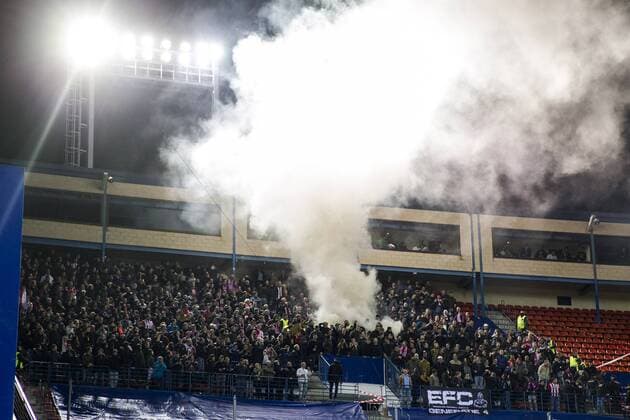 PSV Eindhoven s supporters during the Champions League match between Atletico de Madrid and PSV Eindhoven at Vicente Calderon Stadium in Madrid , Spain. November 23, 2016.  (20161123015)