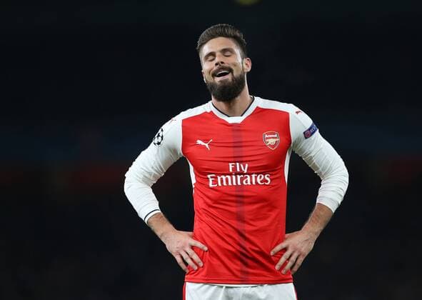 Arsenal s Olivier Giroud looks on during the Champions League group A match at the Emirates Stadium, London. Picture date November 23rd, 2016 Pic David Klein Sportimage EDITORIAL USE ONLY. No use with unauthorised audio, video, data, fixture lists, club league logos or live services. Online in-match use limited to 120 images, no video emulation. No use in betting, games or single club league player publications.