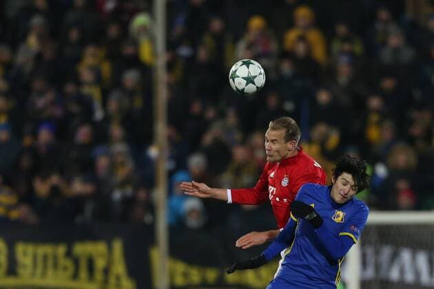 November 23, 2016 - Rostov-On-Don, Russia - Holger Badstuber (L) of FC Bayern Munich and Sardar Azmoun of FC Rostov vie for the ball during the UEFA Champions League Group D football match between FC Bayern Munich and FC Rostov, at Olimp 2 Stadium in Rostov-on-Don, Russia on Novemberr 23, 2016. FC Rostov v FC Bayern Muenchen - UEFA Champions League  - ZUMAn230 20161123_zaa_n230_164