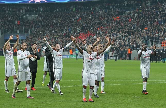 UEFA Champions League Group B match between Besiktas and Benfica at Vodafone Arena in Istanbul , Turkey ,November 23 , 2016. Final Score : Besiktas 3 - Benfica 3 Pictured: Besiktas players celebrates after the match . ( Ricardo Quaresma ) 