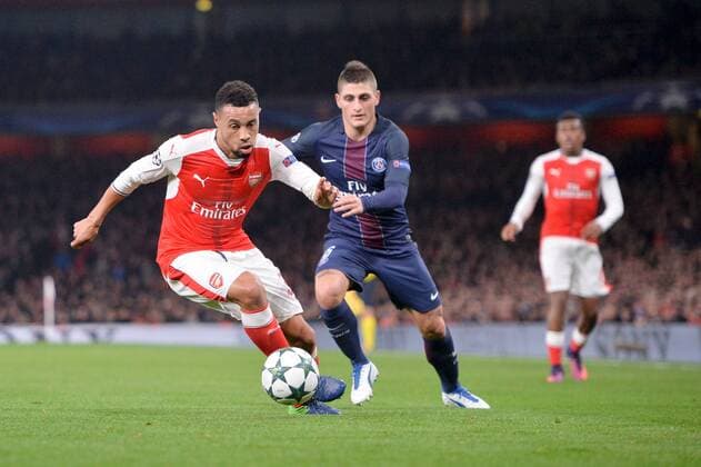 06 MARCO VERRATTI (psg) - 03 Kieran Gibbs (ars) - Fussball, Champions League, FC Arsenal vs. Paris Saint Germain PSG - 23 11 2016 AnthonyBIBARD FEP Panoramic 