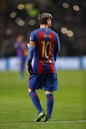 Lionel Messi of Barcelona during the Champions League match at Celtic Park, Glasgow. Picture Date: 23rd November 2016. Pic taken by Lynne Cameron Sportimage EDITORIAL USE ONLY. No use with unauthorised audio, video, data, fixture lists, club league logos or live services. Online in-match use limited to 120 images, no video emulation. No use in betting, games or single club league player publications.