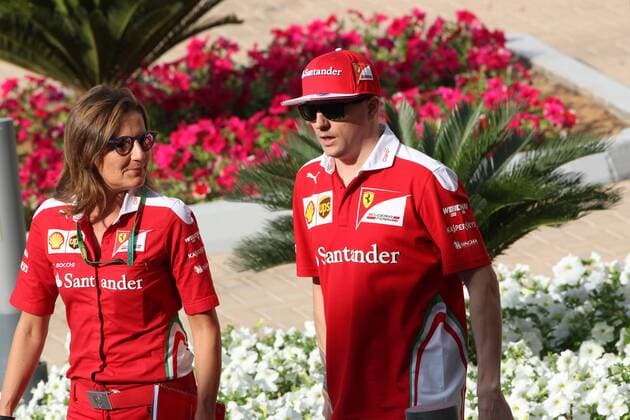 Abu Dhabi Grand Prix, UAE 24 - 27 November 2016 24.11.2016 - Stefania Boccoli (ITA) Ferrari PR Officer and Kimi Raikkonen (FIN) Scuderia Ferrari SF16-H 