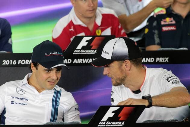 Abu Dhabi Grand Prix, UAE 24 - 27 November 2016 24.11.2016 - press conference PK Pressekonferenz , Felipe Massa (BRA) Williams FW38 and Jenson Button (GBR) McLaren Honda MP4-31 