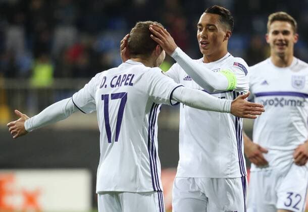 Anderlecht s Youri Tielemans celebrates after scoring during a fifth game in the group stage (gruop C) of the Europa League competition between Azerbaijani team FK Qabala and Belgian team RSCA Anderlecht, Thursday 24 November 2016, in Baku, Azerbaijan. VIRGINIExLEFOUR  x04982308x
