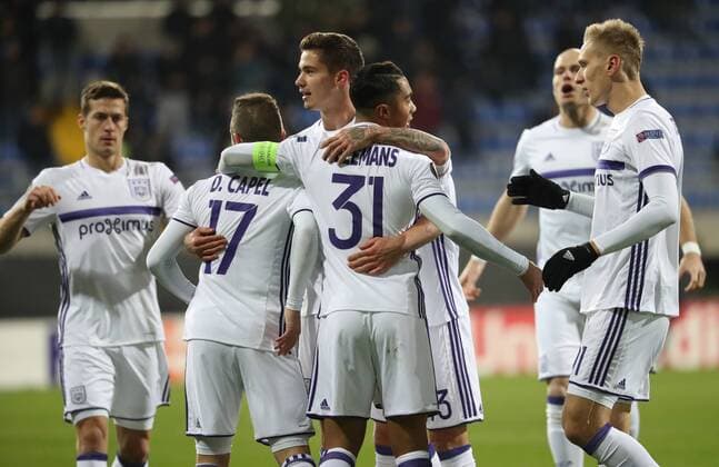 Anderlecht s Youri Tielemans celebrates after scoring during a fifth game in the group stage (gruop C) of the Europa League competition between Azerbaijani team FK Qabala and Belgian team RSCA Anderlecht, Thursday 24 November 2016, in Baku, Azerbaijan. VIRGINIExLEFOUR  x04982305x