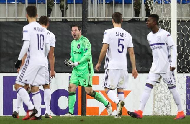 Anderlecht s goalkeeper Frank Boeckx celebrates during a fifth game in the group stage (gruop C) of the Europa League competition between Azerbaijani team FK Qabala and Belgian team RSCA Anderlecht, Thursday 24 November 2016, in Baku, Azerbaijan. VIRGINIExLEFOUR  x04982404x