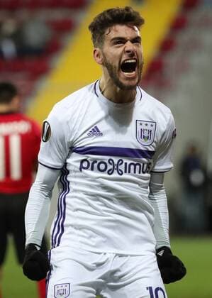 Anderlecht s Massimo Bruno celebrates after scoring during a fifth game in the group stage (gruop C) of the Europa League competition between Azerbaijani team FK Qabala and Belgian team RSCA Anderlecht, Thursday 24 November 2016, in Baku, Azerbaijan. VIRGINIExLEFOUR  x04982494x