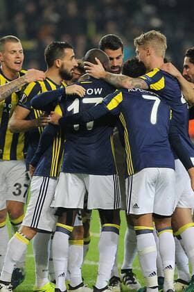 UEFA Europa League Group A day 5 match between Fenerbahce and Zorya Luhansk at Ulker Stadium in Istanbul , Turkey , November 24 , 2016. Final Score: Fenerbahce 2 - Zorya Luhansk 0 Pictured: Fenerbahce players celebrates for Miroslav Stoch Goal. ( Moussa Sow and Miroslav Stoch ) 