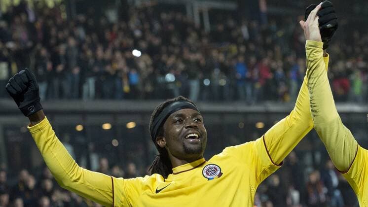 Costa Nhamoinesu of Sparta celebrates victory in the European league, 5th round, AC Sparta Praha - Southampton FC match in Prague, Czech Republic, on Thursday, November 24, 2016. (CTKxPhoto MichalxKamaryt) CTKPhotoP201611240964301  kmt 15