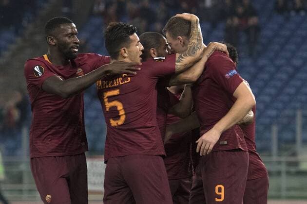 Fußball, EL, AS Rom - Viktoria Pilsen Esultanza Gol Edin Dzeko Roma Goal celebration Europa Football League 2016 2017 AS Roma - Viktoria Plzen AndreaxStaccioli