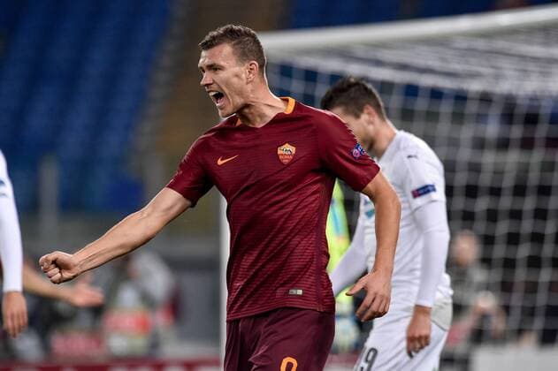 November 24, 2016 - Rome, Italy - Edin Dzeko of Roma celebrates scoring first goal during the UEFA Europa League match between Roma and Viktoria Plzen at Stadio Olimpico, Rome, Italy on 24 November 2016. Roma v Viktoria Plzen - UEFA Euope League  - ZUMAn230 20161124_zaa_n230_129